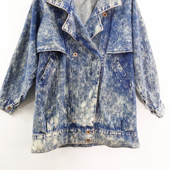 VINTAGE COMPAGNIE EXP EXPRESS Jacket Medium Blue Oversized Denim Jean Acid Wash - Picture 11 of 16